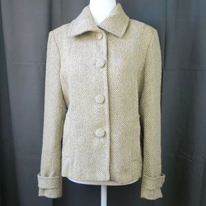 Chico's Gold Flecked Tweed Jacket Size 0 (4)